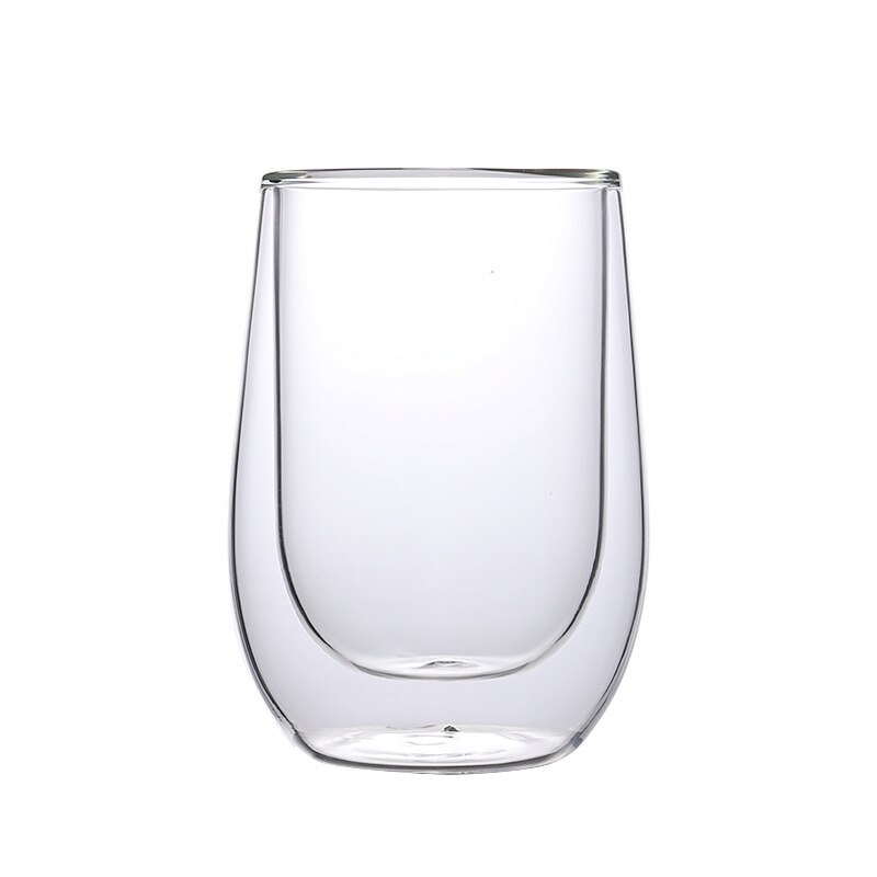 Dobbeltlags glasskopp 200/300/400ml farger høy temperaturbestandig kaffe melk juice kopp glass krus vinglass drikkevarer: Gjennomsiktig / 400ml