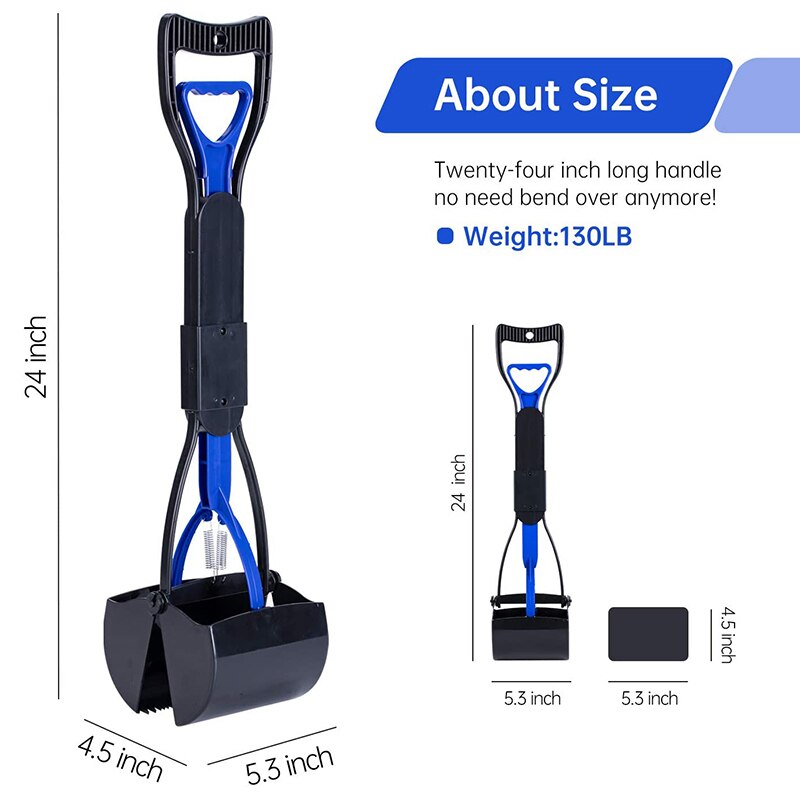 Foldable Pet Poop Waste Picking Rake Portable Long Handle Is Easy to Use, Can Be Used for Grass and Soil Picking 2 Pack