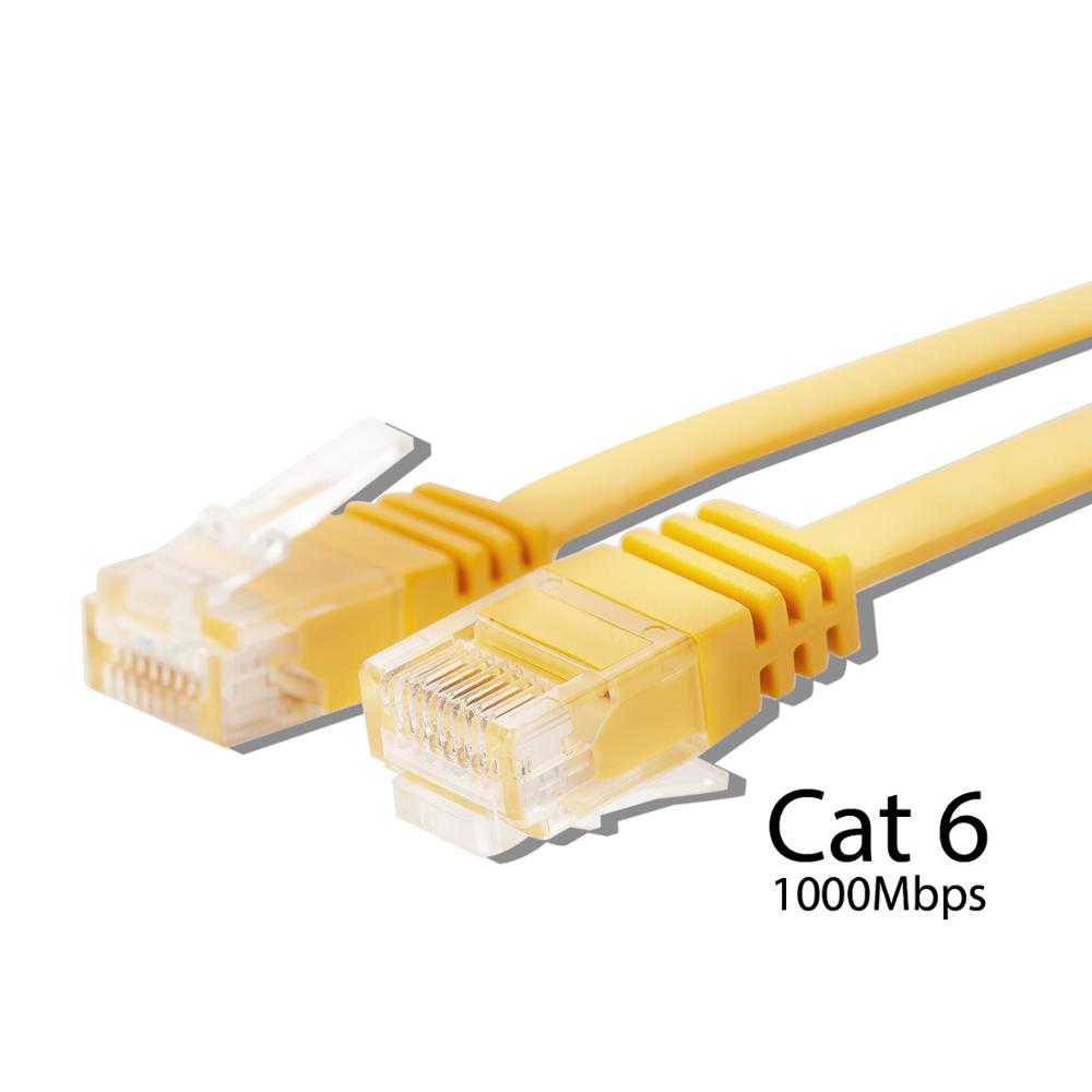 Flat Cat 6 Ethernet Cable - Faster Than Cat5e/Cat5 Flat Internet Network LAN Patch Cord– Cat6 RJ45 Wires for Router, Modem