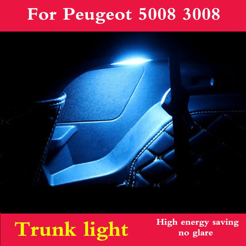 LED Kofferbak licht vervanging lont lamp Kristal blauw en Wit licht Voor Peugeot 5008 3008 interieur modificatie
