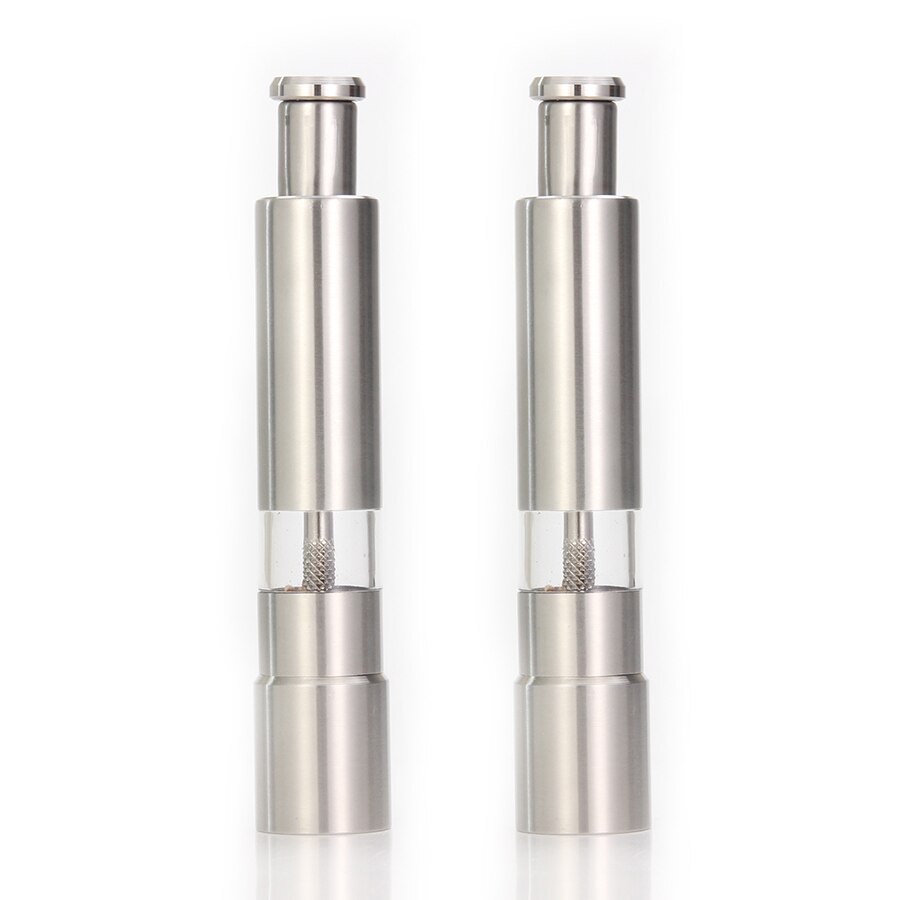 Leeseph Pepper Grinder, Stainless steel manual hand thumb press grinder mills for fresh seasoning: 2 Piece