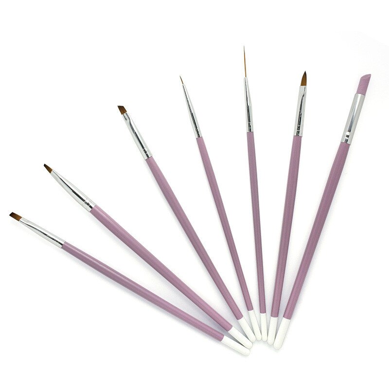 7Pcs Acrylic Liquid For Nail Acrylic Nail Art Pen Tips UV Builder Gel Painting Brush Manicure Set