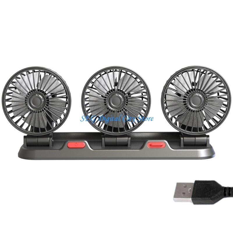 Ventilatore Auto - 360 Gradi Regolabile 3 Teste - Ventilatore Elettrico 5V/12V/24V: Rosso