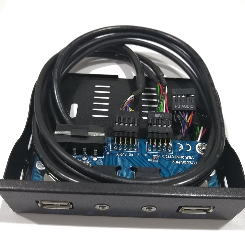 3.5'' 2-USB 2.0 Port HUB HD Audio Output Floppy Drive Expansion Front Panel Digital Mobile Rack Expanding for Your PC