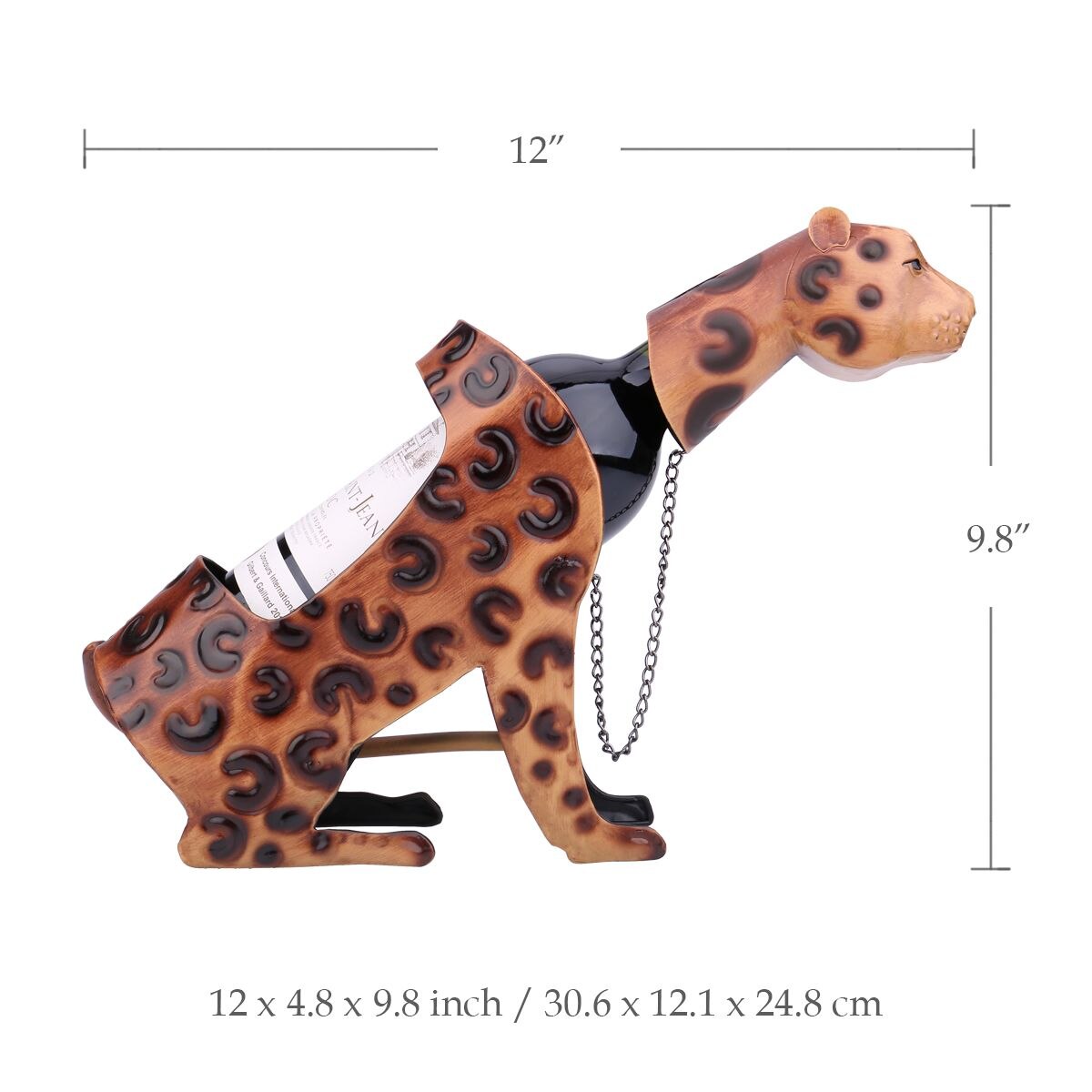 Järnkonst leopard vinflaskhållare metall vinförvaringshylla praktisk skulptur prydnad heminredning inredning hantverk