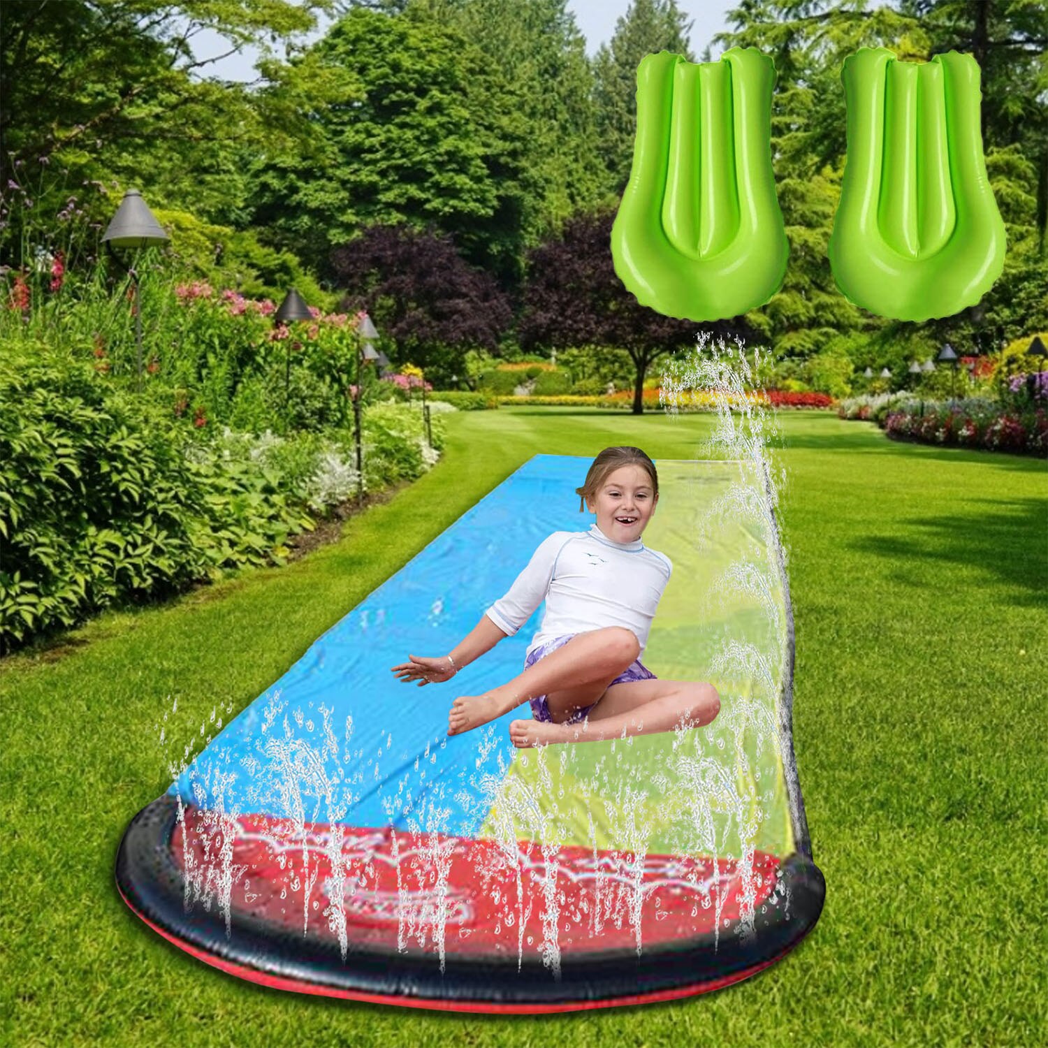 Dubbele Enkele Opblaasbare Water Slide Mat Enkele Anti Gazon Water Splash Waterglijbaan Voor Kinderen Zomer Outdoor Gras Glijbaan Speelgoed