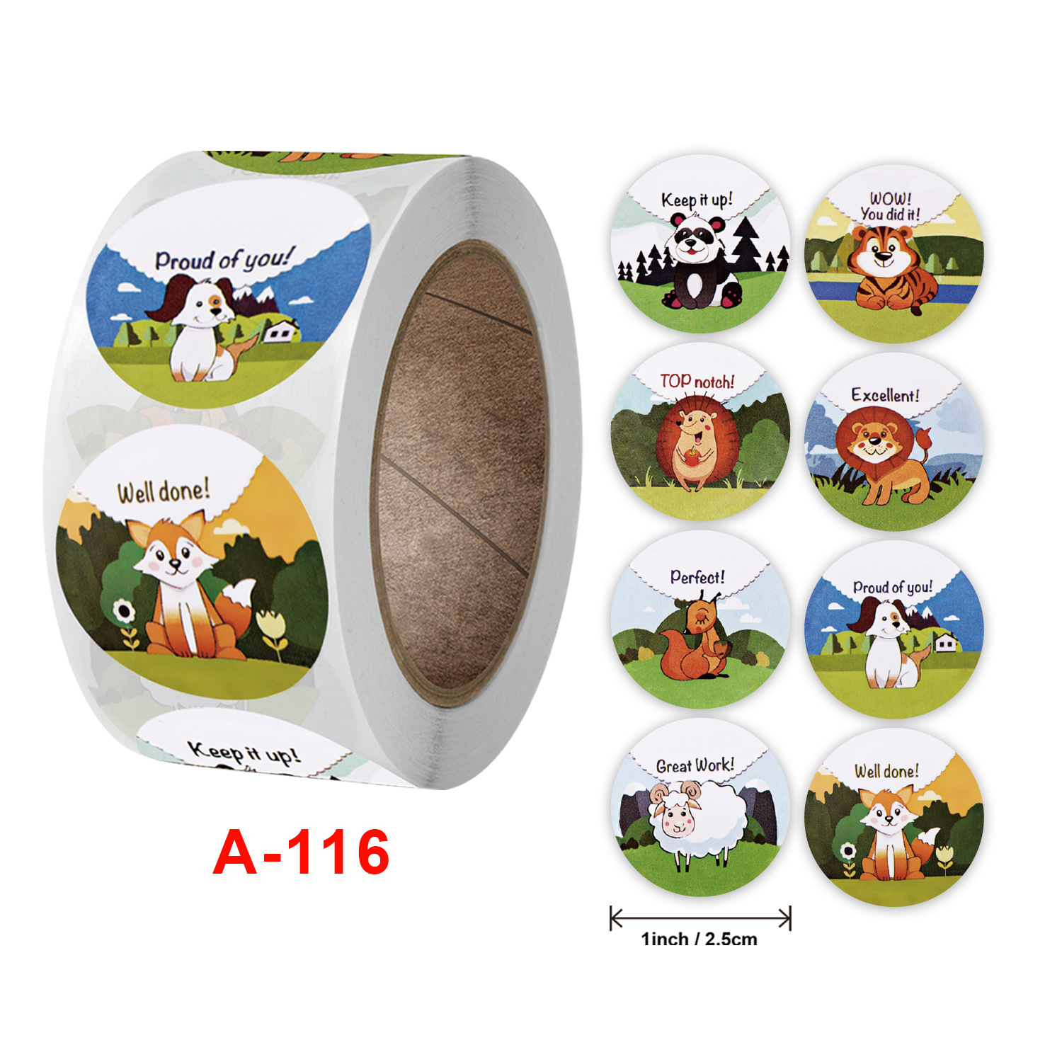 500 Pcs/Roll English Cartoon Animal Stickers Teacher Reward Students Stickers Self-adhesive Stationery Stickers: Blue