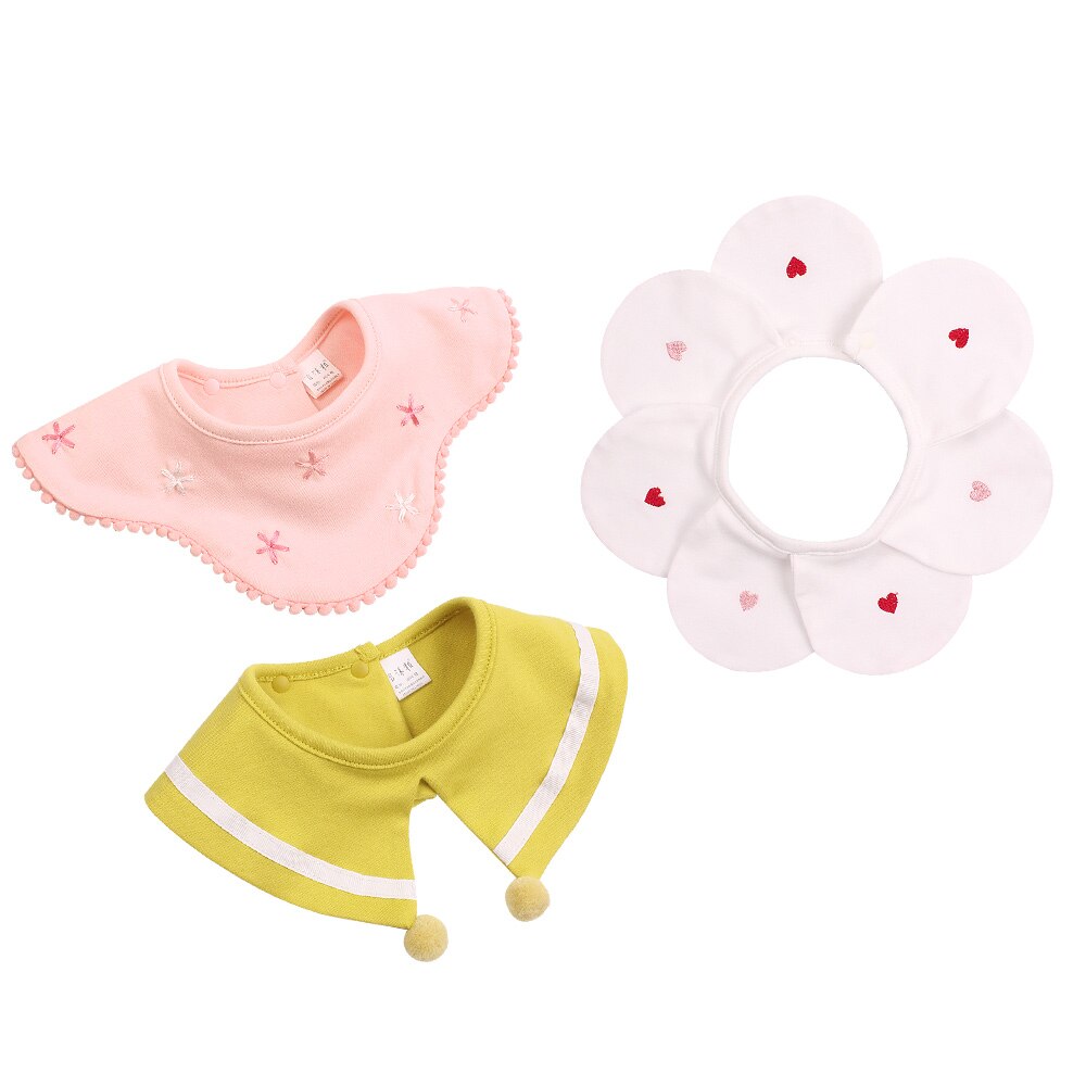 Coton fleur bébé bavoir filles faux col salive absorber bébé bavoirs pour filles mignon garçons bouche serviette bébé filles vêtements: Rose