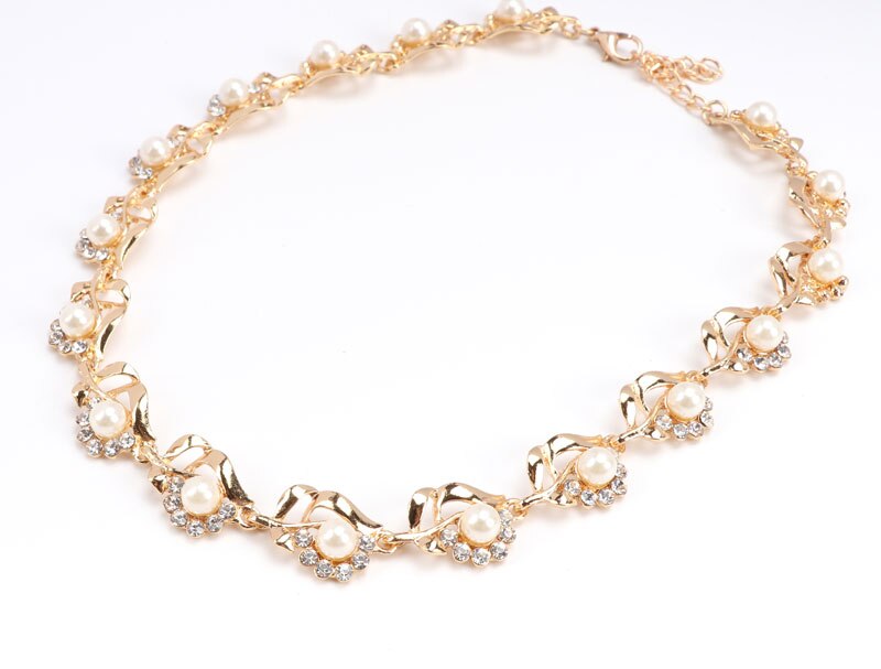 Conjuntos de joyería de bisutería de perlas simuladas de , conjuntos de joyería de cristal de cuentas africanas de boda nigeriana chapada en oro/plata
