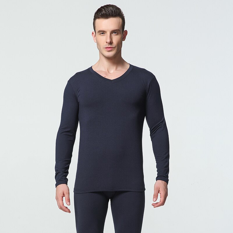 1 Sets Winter Long Johns Men Thermal Underwear Sets Simple Solid V-neck Keep Warm For Man Male Clothing Sleep Wear Spring Autumn