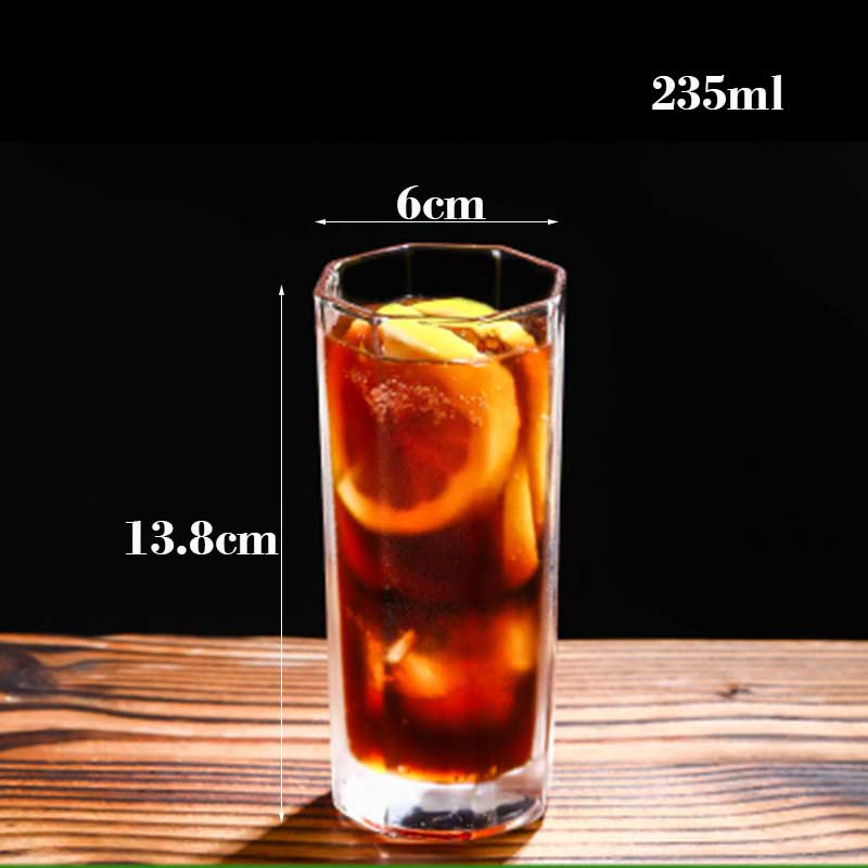 Genomskinlig åttakantig glaskopp blyfri mjölkjuice tekopp hem kaffemugg vinbjörn cocktailglas drinkware vasos de vidrio: 235ml