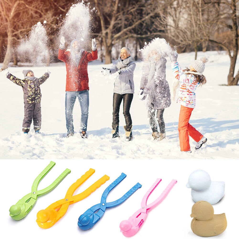 Plastic Eend Vorm Sneeuwbal Maker Clip Kids Zand Sneeuw Bal Mal Speelgoed Willekeurige