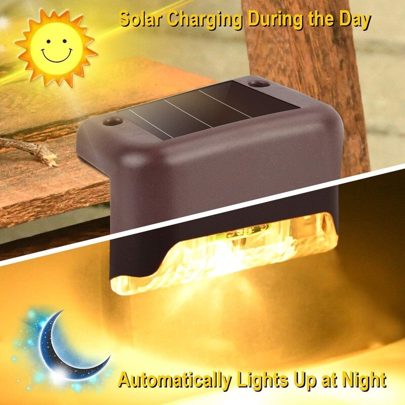 Solar led lys udendørs trappe lampe vandtæt varm balkon have gård dekoration landskab hegn dæk lys