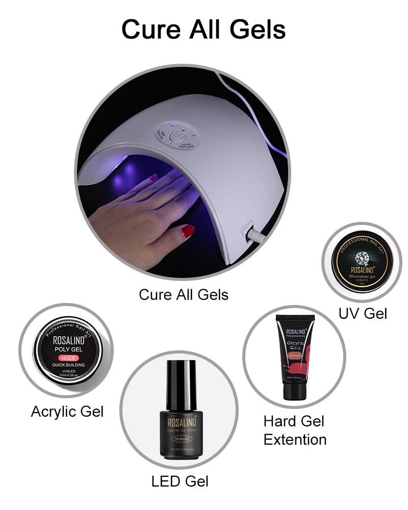 Rosalind 36w uv led lampe søm usb stik uv lys til gel negle ultraviolet uv led tør lampe