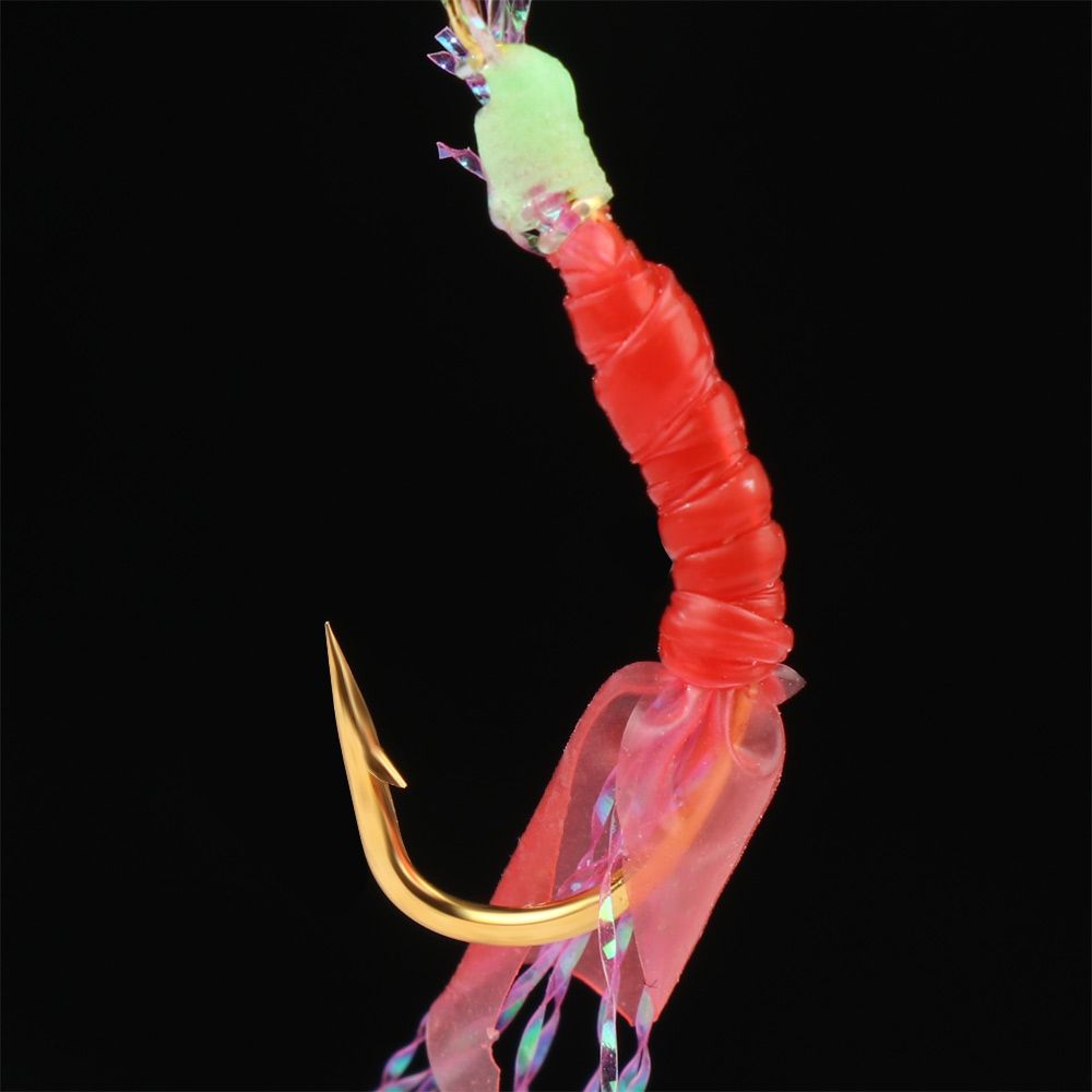 1Pack Sabiki Rigs Saltwater Artificial Fishing Lures Luminous Sea Bait Mackerel Pesca Tackle Fishskin String Hooks Feather Hook