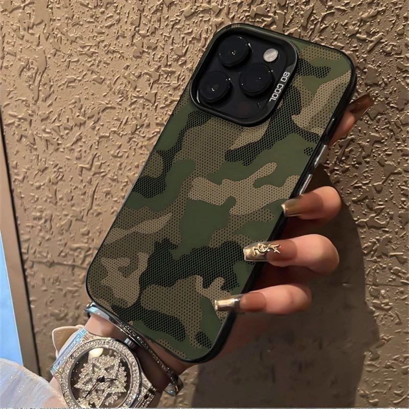 Grüne Camouflage-Muster-Handyhülle für iPhone 17 16e 16 15 14 13 12 11 Mini Pro Max X XR XSMAX 8 Air Plus Anti-Fall-Matte-Abdeckung