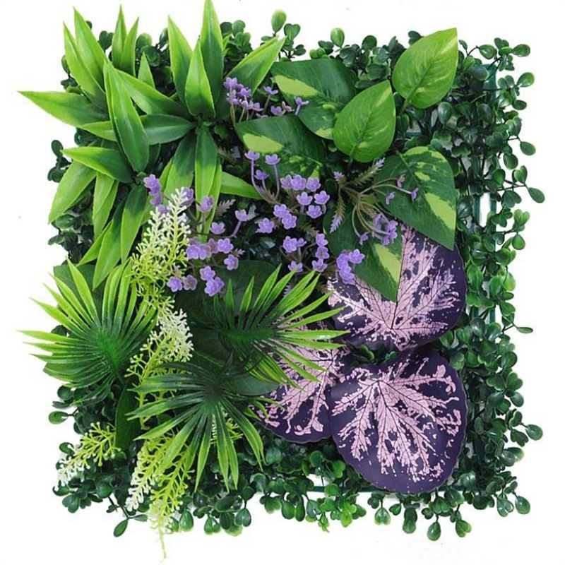 25x25cm Green Artificial Plants Wall Panel Plastic Outdoor Lawns Carpet Decor Home Wedding Backdrop Party Grass Flower Wall: LIGHT BLUE