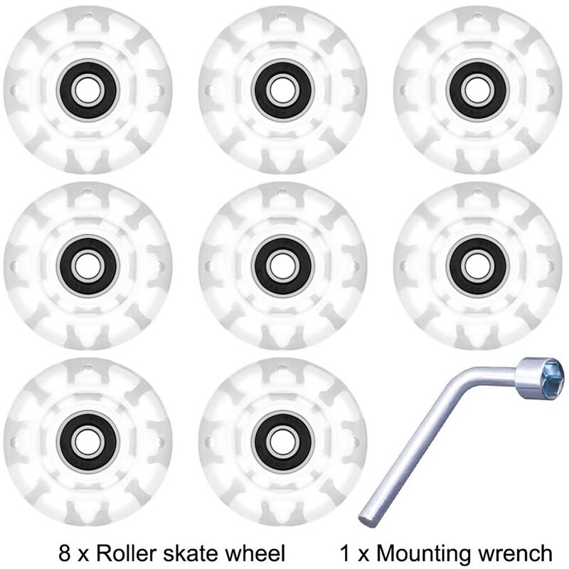 8 Pack Roller Skate Wielen Met Lagers Geïnstalleerd Lichtgevende Quad Licht Up Wielen Voor Dubbele Rij Schaatsen En Skateboard