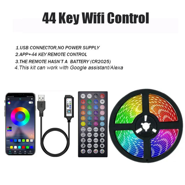 Tira de luces LED RGB 5050 aplicación Bluetooth Control remoto IR USB 1M 2M 3M 4M 5M 10M 15M 20M 25M 30M Festival Deco retroiluminación para el hogar