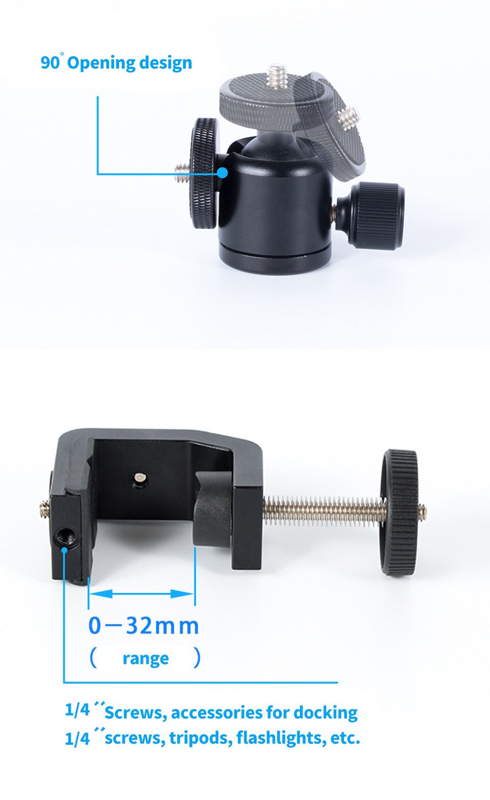 Universal- Aluminium Schreibtisch C Typ Kamera Schraube Klemme 360 Drehbare 1/4 &quot;Mini Ball Kopf Stativ für SLR-Licht halterung Stehen: klein Klemme Combo A