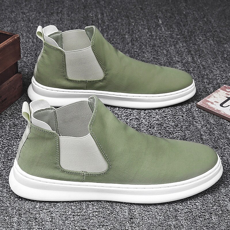 Manestøvle sommer efterår chelsea boots slip-on causal støvler komfortable åndbare vandrestøvler herre gummi ankelstøvler: Brun / 44
