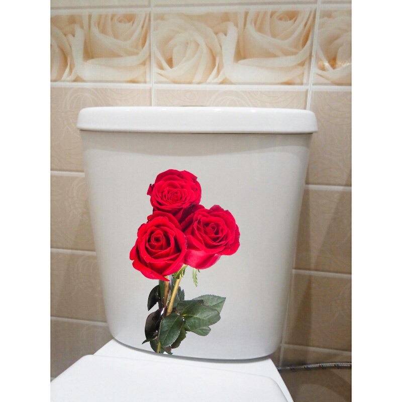 Yoja 24*x14cm tre røde roser stue veggklistremerke klassisk dårlig toalett dekor  t1-1255