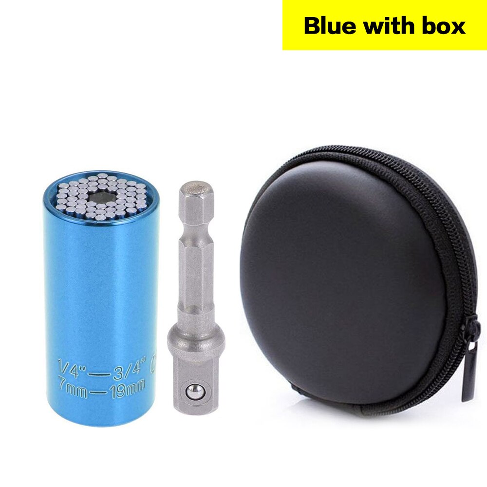 Universal Hardware Torque Wrench Head Set Socket Sleeve In Wrench 7-19mm Spanner Key Magic Grip Portable Multi Hand Tools: Blue with box