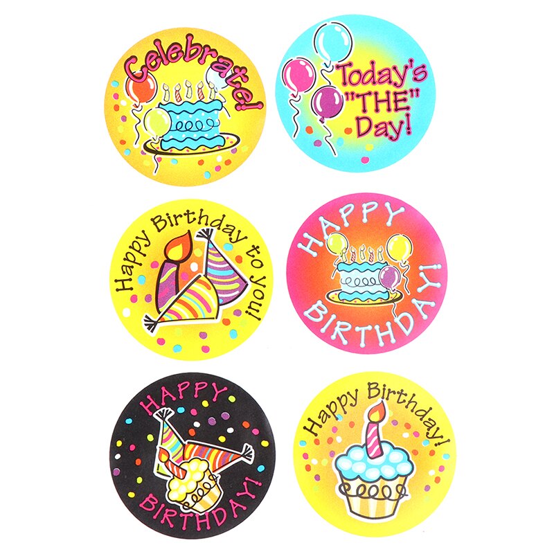 100pcs/roll HAPPY BIRTHDAY Sticker Adhesive Stickers Kraft Baking Paper Stickers For Craft Handmade Stationery