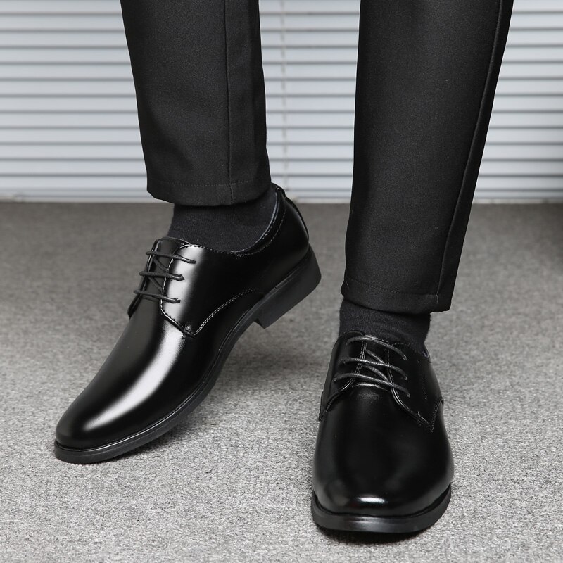 Sort læder herresko snørebånd fritid behagelige køresko herre sneakers sko chaussure hommes zapatos