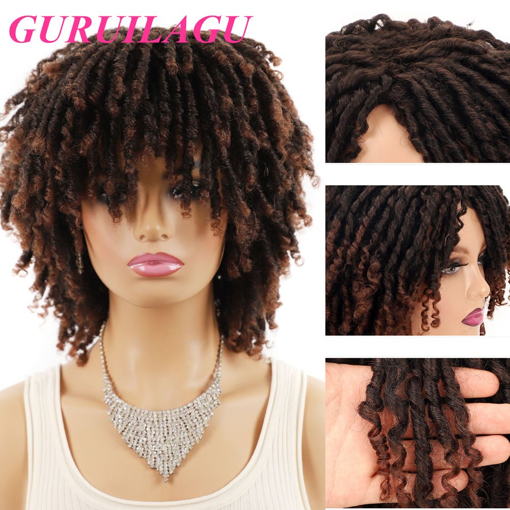 GURUILAGU Dreadlock Hair Wig Synthetic Wigs for Black Women High Temperature Fiber African Braided Wigs Black Blonde Wigs Women