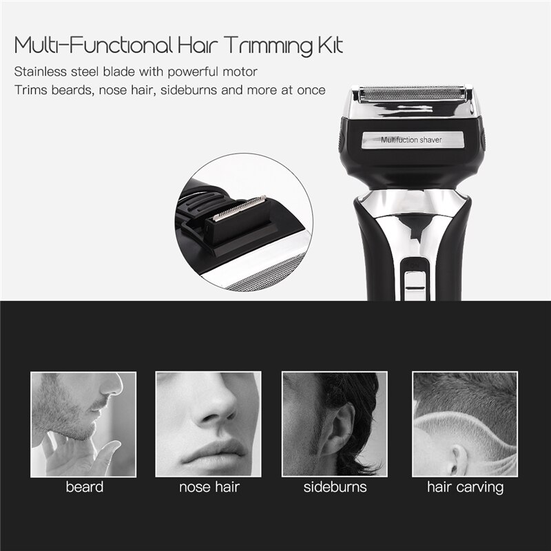 3 in 1 Electric Shaver Cordless Beard Trimmer Rechargeable Nose Hair Trimmer Men Sideburns Shaving Razor Face Care Grooming Set