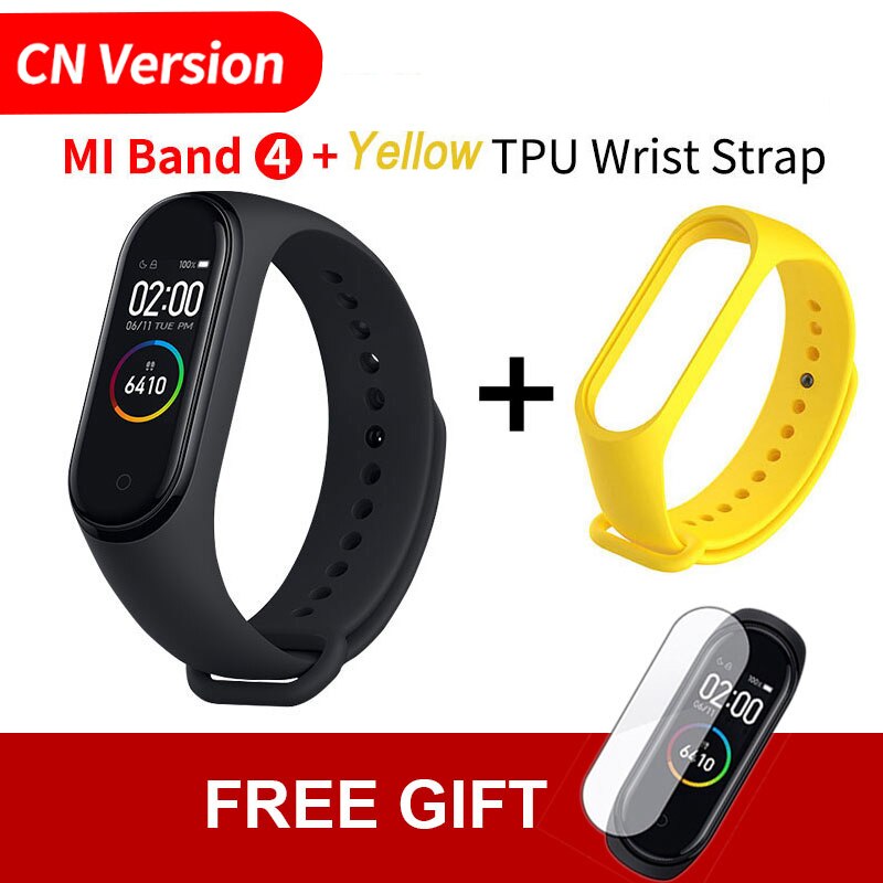 In Voorraad! Xiaomi Mi Band 4 Smart Kleur Screen Armband Hartslag Fitness 135Mah Bluetooth 5.0 50M Zwemmen waterdicht: CN add Yellow TPU