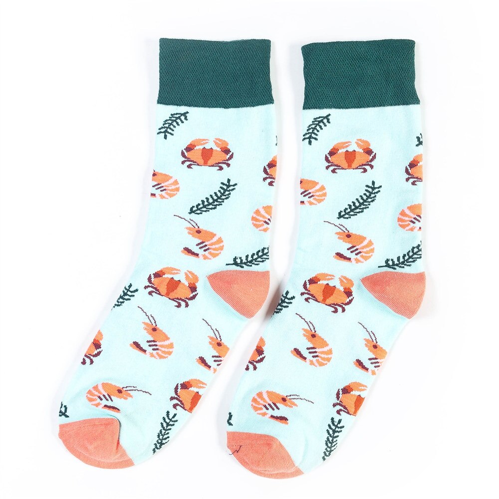 Drôle volcanique Chili Pizza Hamburger frites à motifs hommes heureux coton chaussettes affaires hip hop sport harajuku équipage
