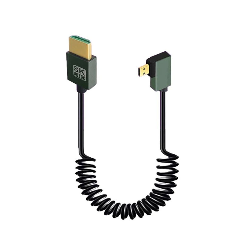 1m bärbara 8k uhd-spiralkablar mini/micro hdmi-kompatibel stretchfjäderkabel för pc bärbar dator surfplatta kamera dv skärm hdtv: Rosa