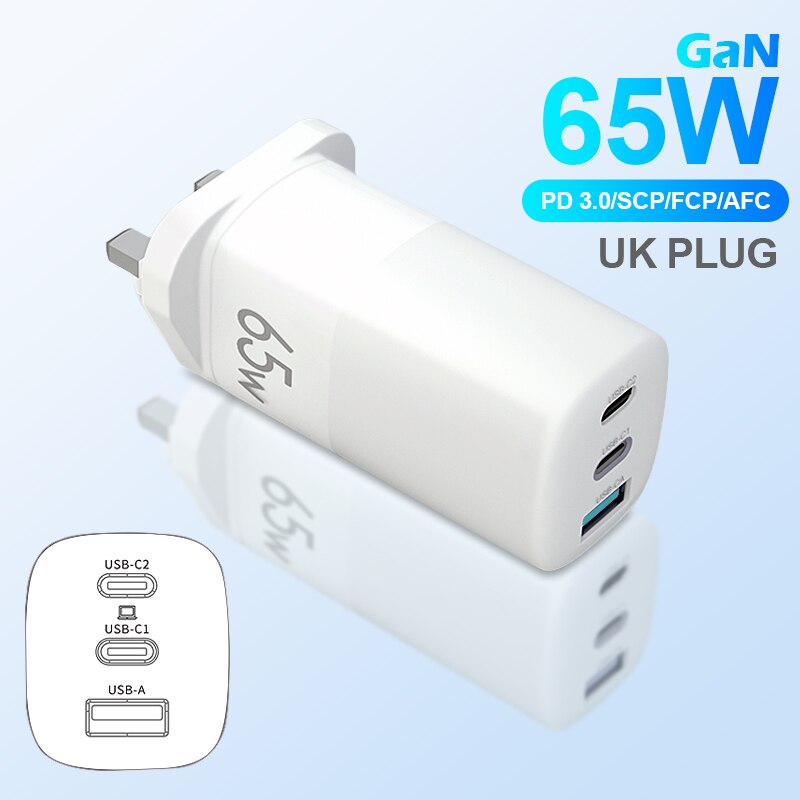 Nohon 65W GaN PD USB C Charger for iPhone Charger Fast Quick Charge Portable Cargador for MacBook Tablet