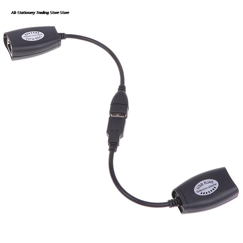 2 stk usb til  rj45 rj 45 lan-kabel forlengelsesadapter forlenger over cat 5 rj45 cat 6 patchkabel svart nettverkstilbehør