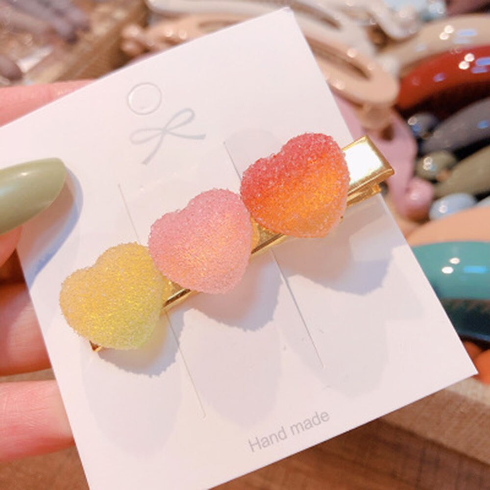 Korea Sweet Heart Candy Color Minimalist Hair Clip Hair Grip Lovely Barrettes Hairpin Hair Accessories For Women Girls: 1