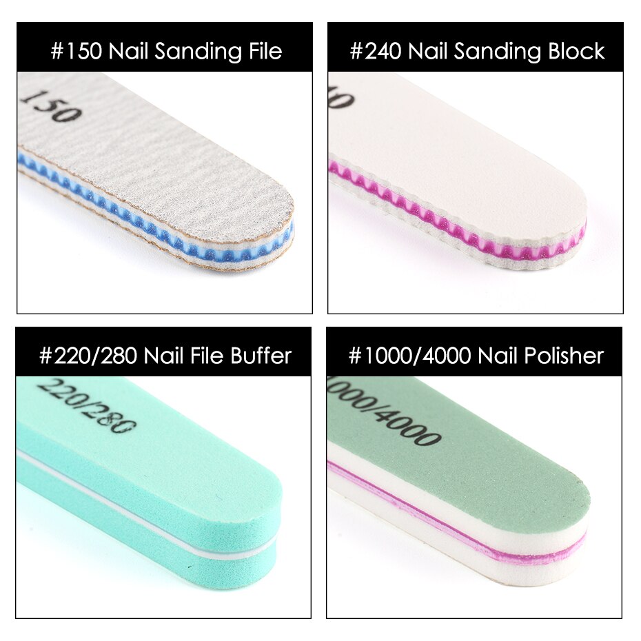 Nagelbuffert fil set slipblock svamp naglar polerverktyg kit gel nagellack remover manikyr verktyg  ji1798