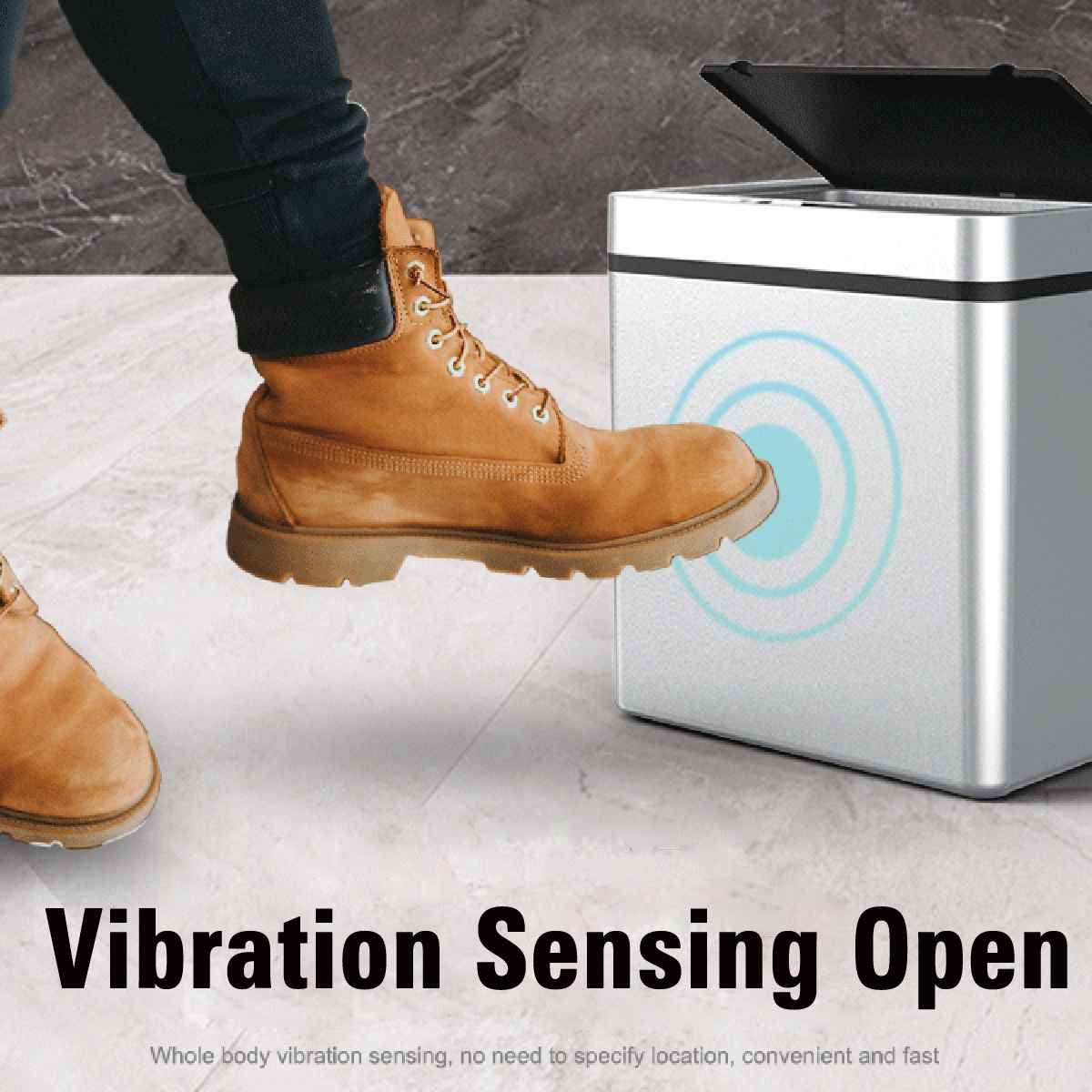 13L Automatic Sensor Dustbin Infrared&Vibration Sensor Trash Can Induction Waste Bin Rubbish Can Home Living Room Garbage Bucket