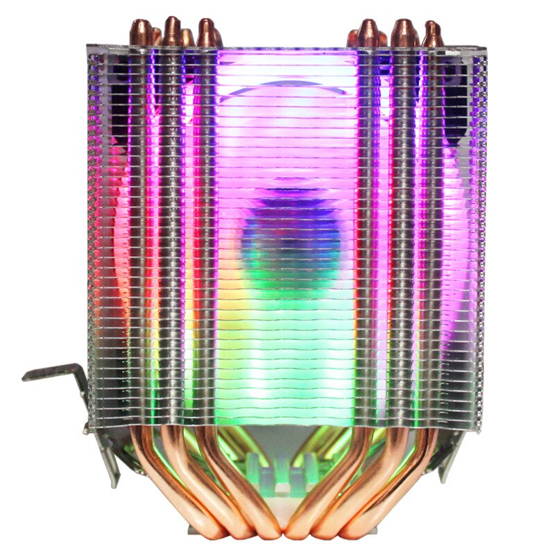 3/4PIN RGB LED CPU Cooler 6-Heatpipe Dual Tower 12V 9cm Cooling Heatsink Radiator for LGA 1150/1151/1155/1156/775/1366 AMD: Aurora light / 3 PIN