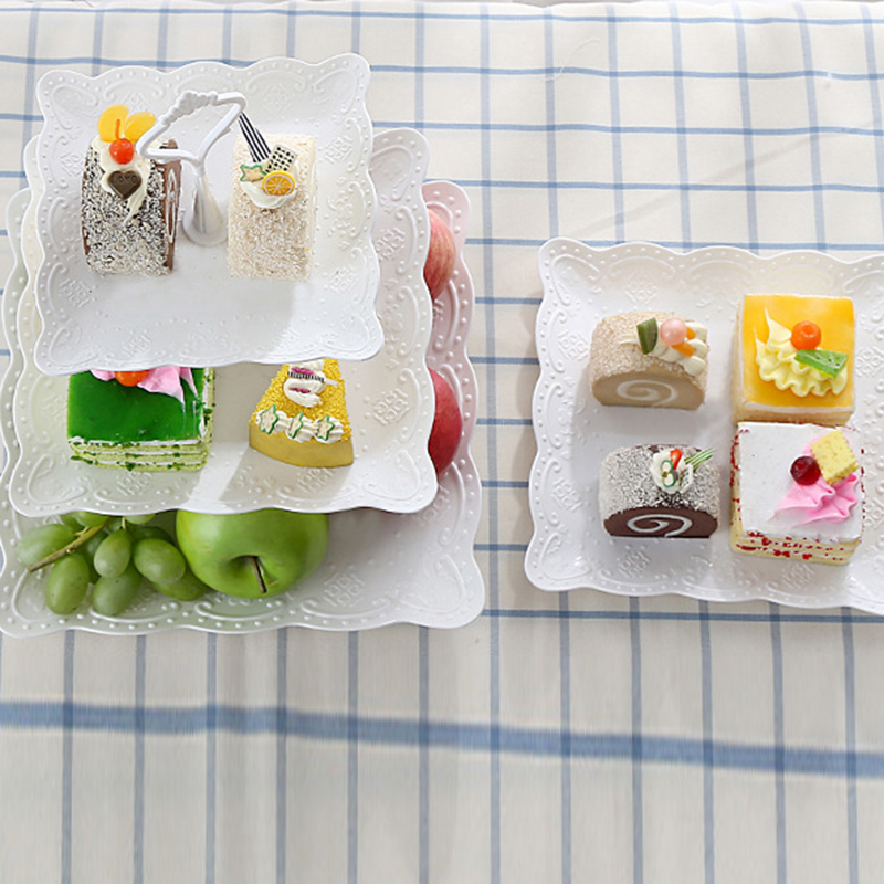 3- lags kakestativ hvitt stativ ettermiddagste bryllup cupcake tallerken fest servise jul bursdag dekorasjon dessertholder