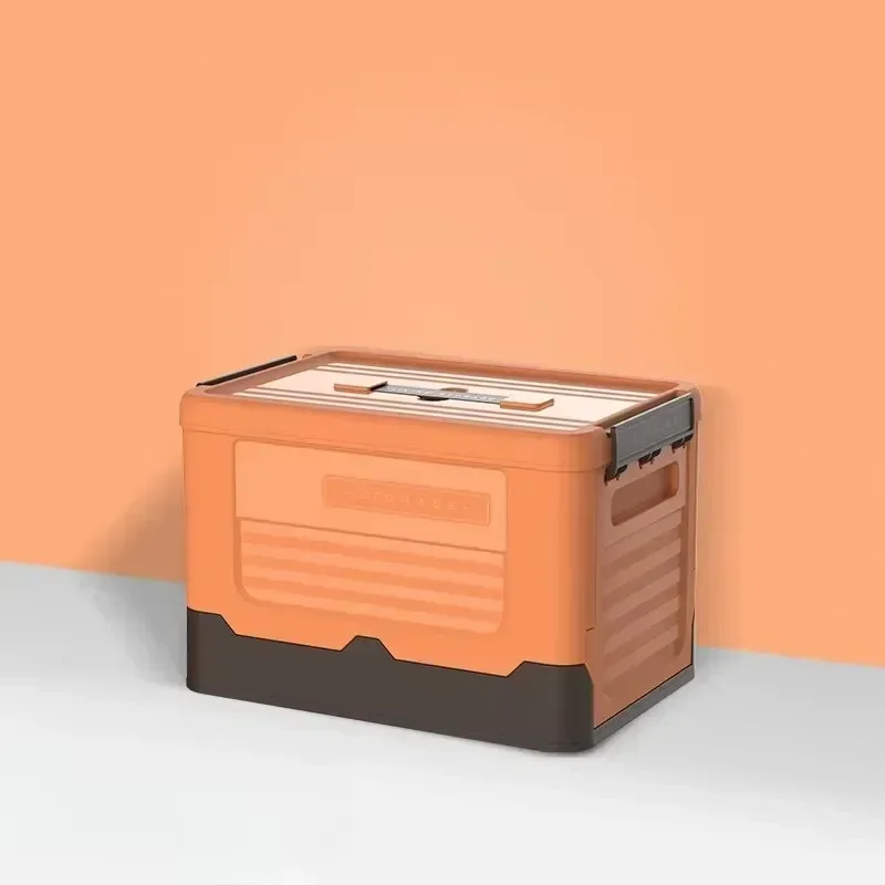 ﻿ Aufbewahrungsbox mit Deckel, faltbar, großes Fassungsvermögen, große Kleinigkeiten, Kleidungsbehälter, Outdoor, Kunststoff, Campinghalter, Haushaltsbox: Orange