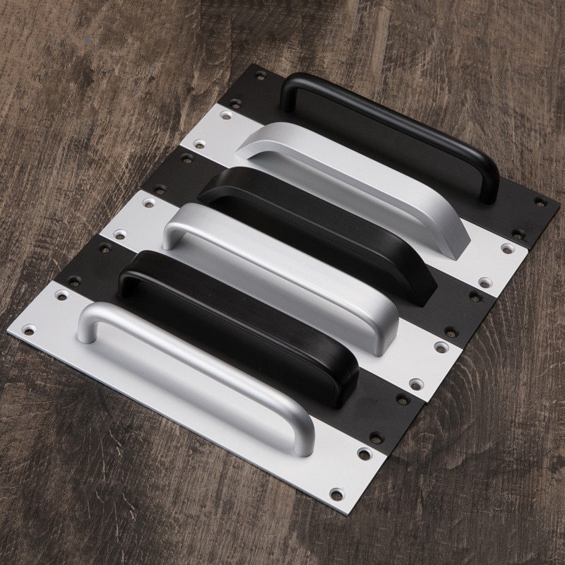 Mat aluminium Black Schuur Deur Handvat Schroef Pull Handvat voor Schuifdeuren Schuur Deur Closet Houten Poort Fire deurklink