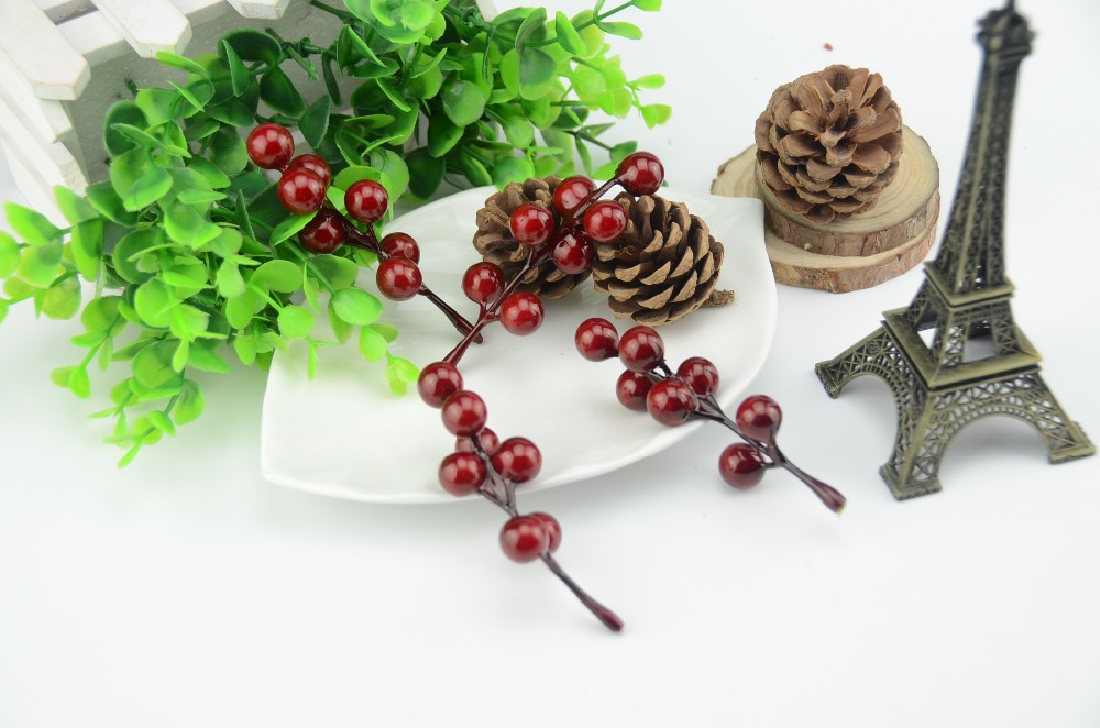 15pcs mini Artificial Fruit Foam Berries Flower Red Cherry For Wedding Decoration Simulation Pomegranate DIY Christmas Crafts