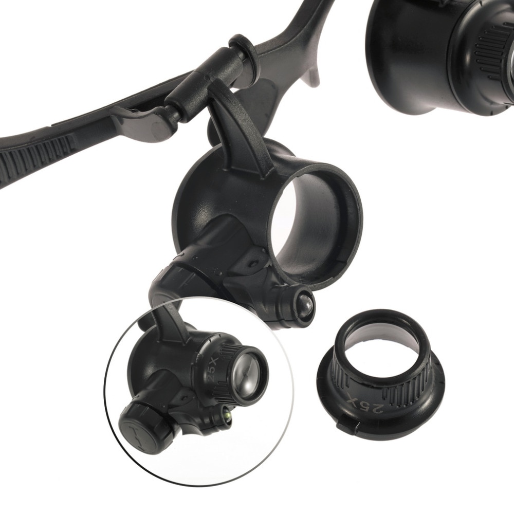Newest 10X 15X 20X 25X LED Glasses Jeweler Watch Repair Magnifier Magnifying Double Eye Glasses Loupe Lens Measurement Tools