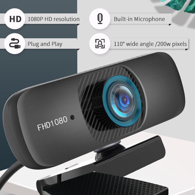 TISHRIC C60 USB Webcam 1080P Web Camera With Microphone Computer Camera Web Cam 1080Pro Webcam Full HD 1080P For Video Calling