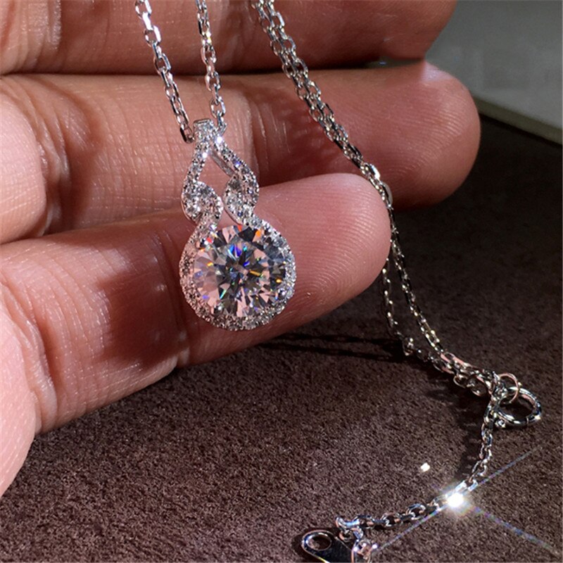 CC S925 Silver Pendants For Women Bridal Wedding 6.75mm 1ct Cubic Zirconia Necklaces Pendant Fine Jewelry No Chain CCN283