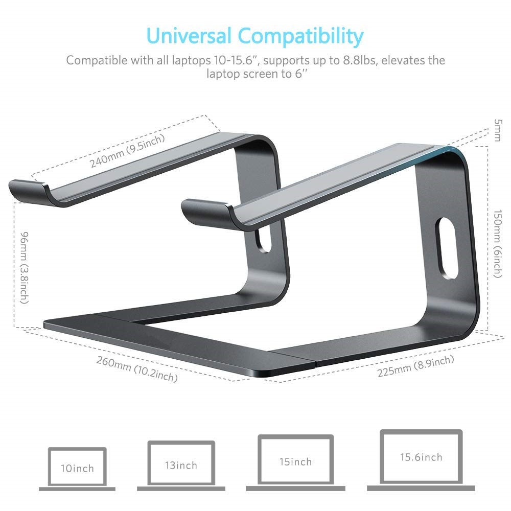 Soporte de ordenador portátil de aluminio antideslizante, soporte de escritorio, soporte de refrigeración para MacBook Pro/Air 10-17 pulgadas