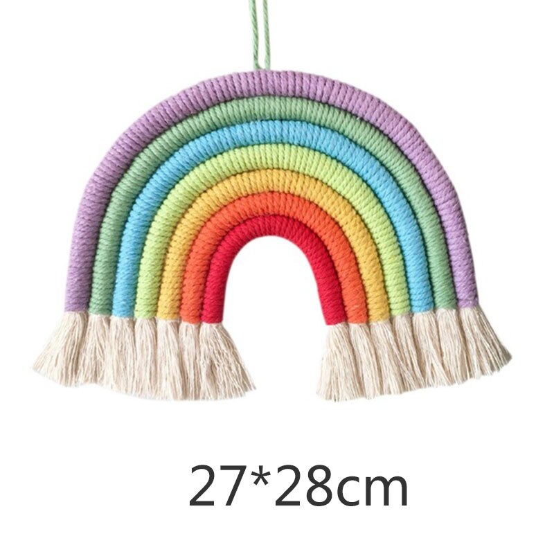 Bricolage corde arc-en-ciel jouet à la main tissé arc-en-ciel décoration tenture murale nordique bébé chambre décor accessoires de noël: 5