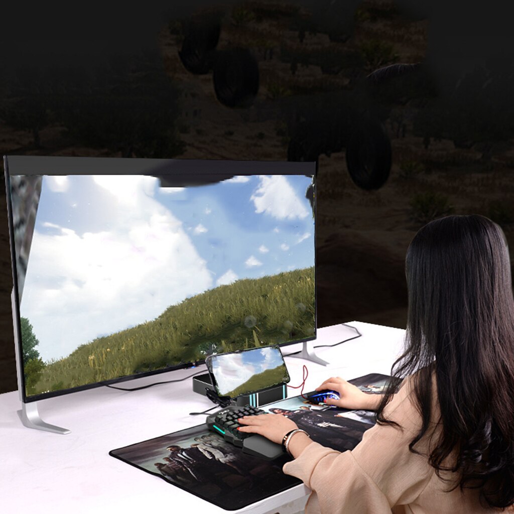 Mini One-Hand Mechanical Keyboard Gaming Keyboard 35 Keys and Gaming Mouse Colorful Backlit Game Keyboard V100 H300 Set